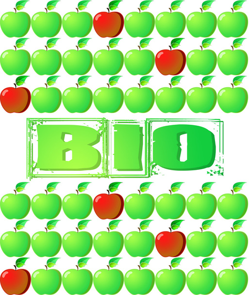 Äpfel und Text bio - Foto, Bild