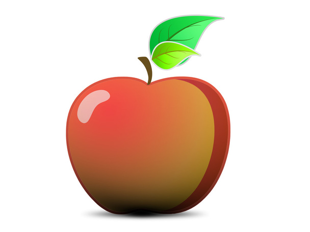 Manzana roja con hoja
 - Foto, imagen