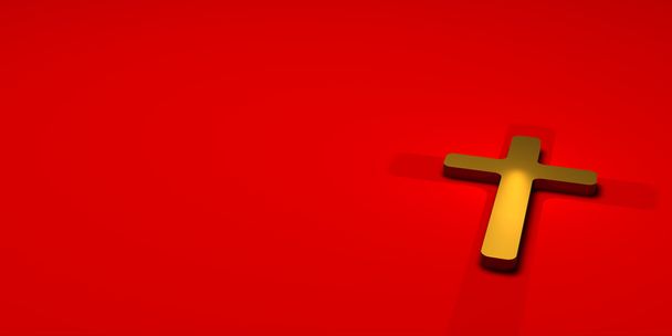 Zlatý Kříž na červeném pozadí - Fotografie, Obrázek