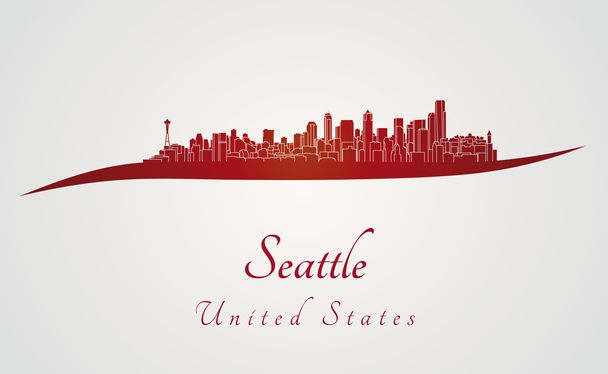 Seattle skyline em vermelho
 - Vetor, Imagem