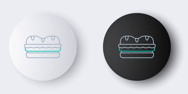Line Sandwich icon isolated on grey background. Hamburger icon. Burger food symbol. Cheeseburger sign. Street fast food menu. Colorful outline concept. Vector. - Vector, Image
