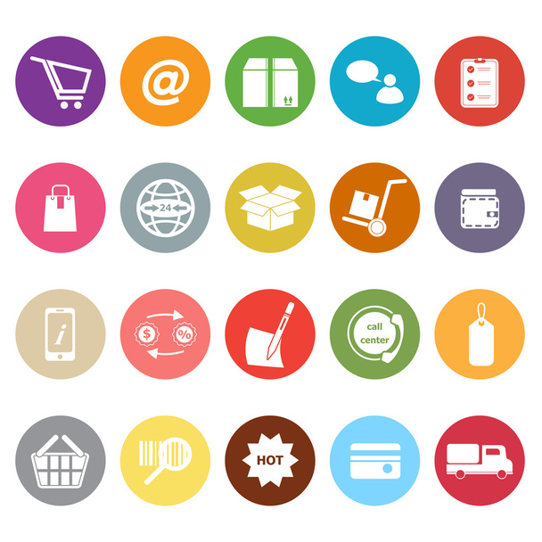 E-Commerce flache Symbole auf weißem Hintergrund - Vektor, Bild