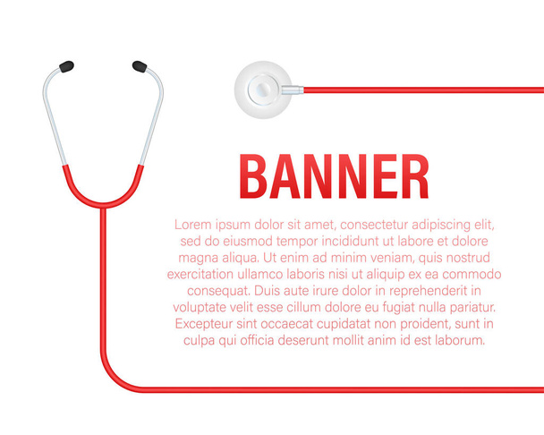 Stethoscopen banner, medische apparatuur voor de dokter. Voorraadillustratie van vectoren - Vector, afbeelding