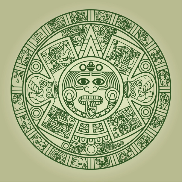 Stylized Aztec Calendar - Διάνυσμα, εικόνα