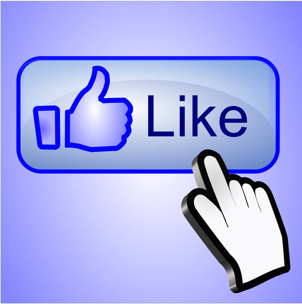 Facebook pressione como mão botão - renderização 3d - Foto, Imagem