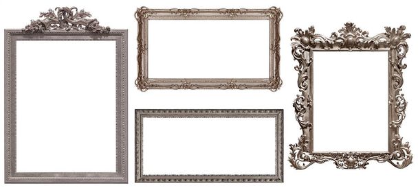 Set di cornici in argento per quadri, specchi o foto isolate su sfondo bianco - Foto, immagini