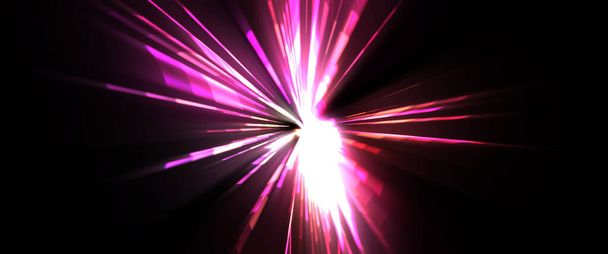 Una llamarada futurista. Estrella de explosión de luz con partículas y líneas brillantes. Hermoso fondo de rayos abstractos. - Foto, imagen