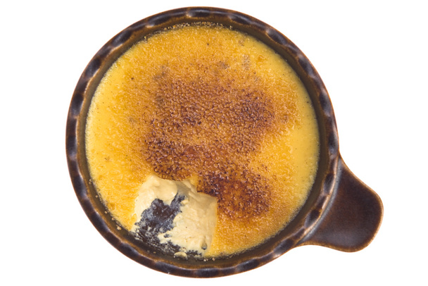 Sobremesa francesa - brulee de creme, nata queimada
 - Foto, Imagem