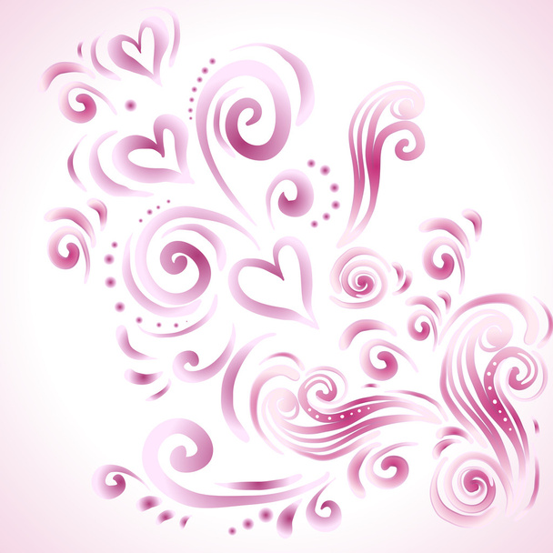 Abstract floral background with hearts in pink - Vetor, Imagem