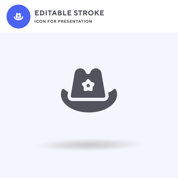 Cowboy Hat icon vector, gevuld plat bord, solide pictogram geïsoleerd op wit, logo illustratie. Cowboy Hat icoon voor presentatie. - Vector, afbeelding