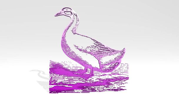 ptak 3D ikona odlewania cień - 3D ilustracja dla zwierząt i tła - Zdjęcie, obraz