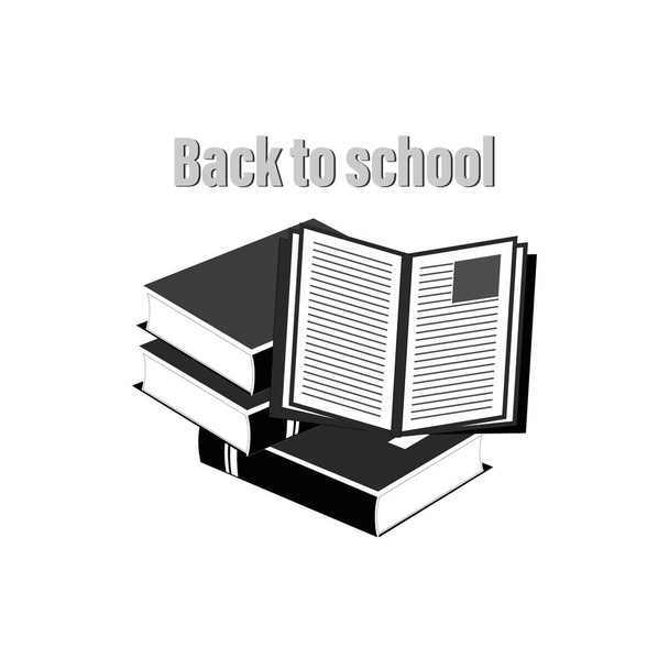 Open notebook, textbooks. Back to school. Vector icon. Design for emblem, poster, notebook cover. - Vector, Image
