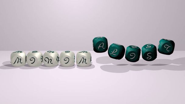 lettres cubiques dansantes minimalistes - illustration 3D pour le design et le fond - Photo, image