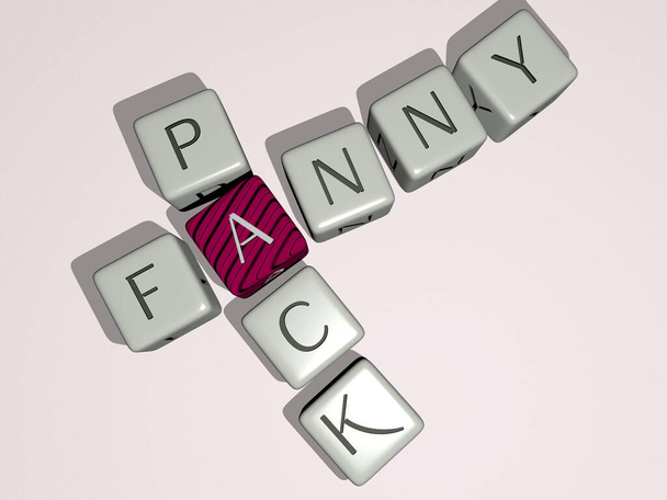 fanny pack crossword by cubic dice letters - 3D illustration for icon and design - Photo, Image
