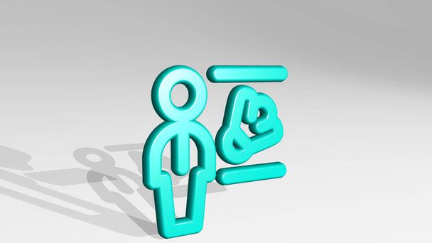 ÖĞRETMEN FİKRİK EĞİTİM 3D ikon gölgesi - arkaplan ve çocuk için 3D illüstrasyon - Fotoğraf, Görsel