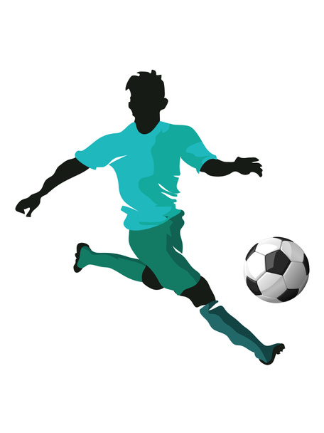 Top oynayan futbolcunun silueti - Fotoğraf, Görsel