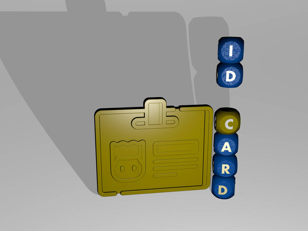 id card text δίπλα στο 3D εικονίδιο - 3D εικονογράφηση για φόντο και σχεδιασμό - Φωτογραφία, εικόνα