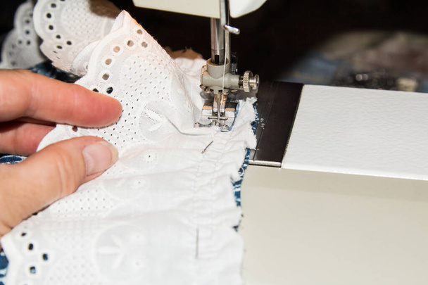 The ability to sew is a great hobby during a pandemic. Horizontal orientation. - Photo, Image