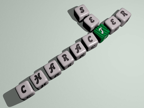 conjunto de caracteres palavras cruzadas por letras de dados cúbicos - ilustração 3D para desenhos animados e bonito
 - Foto, Imagem
