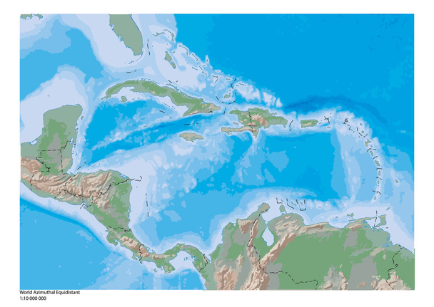Karibská geografie mapa - Vektor, obrázek