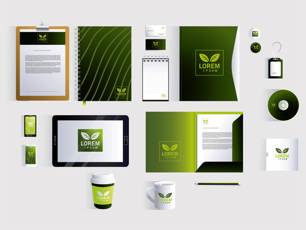 Corporate Branding Identity Attrappe auf weißem Hintergrund - Vektor, Bild