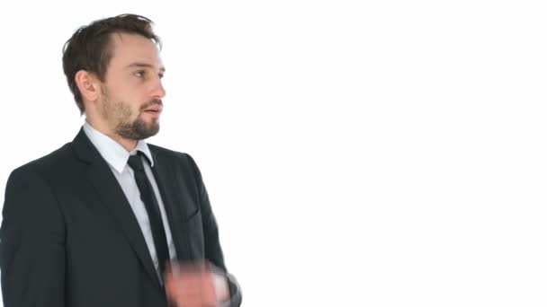 zakenman aan te passen zijn das benadrukt - Video