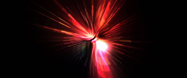 Futuristische Linsenblitze. Leichter Explosionsstern mit glühenden Teilchen und Linien. Schöne abstrakte Strahlen Hintergrund. - Foto, Bild