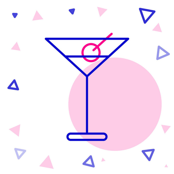Linea Martini icona in vetro isolata su sfondo bianco. Icona del cocktail. Icona del bicchiere di vino. Concetto di contorno colorato. Illustrazione vettoriale. - Vettoriali, immagini