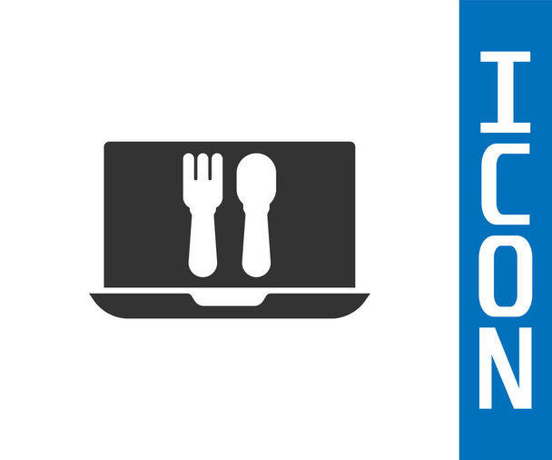 Grigio Ordinazione online e fast food icona di consegna isolato su sfondo bianco. Illustrazione vettoriale. - Vettoriali, immagini