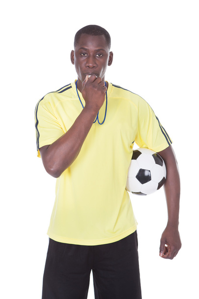Soccer Referee With Ball And Whistle - Fotó, kép