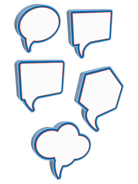 Colorful, empty and blank comic speech bubbles stickers set - Photo, Image