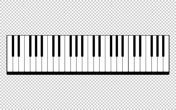 Şeffaf bir arkaplanda siyah beyaz piyano tuşları. Vektör nesnesi. EPS 10 - Vektör, Görsel