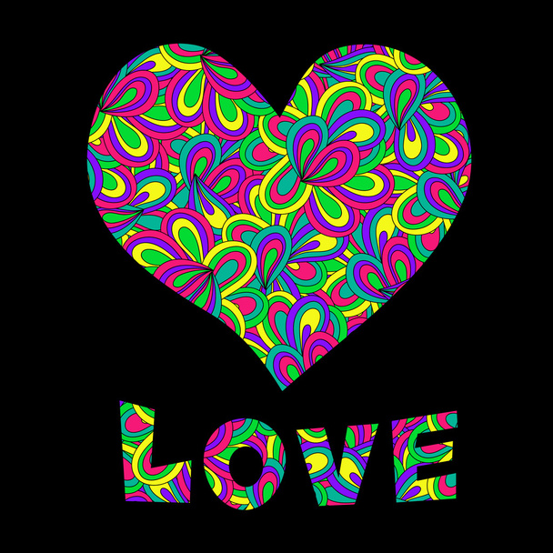 Heart and Love text - Διάνυσμα, εικόνα