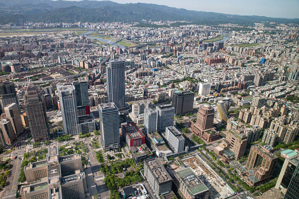 Luchtfoto van Taipei, Taiwan - Foto, afbeelding