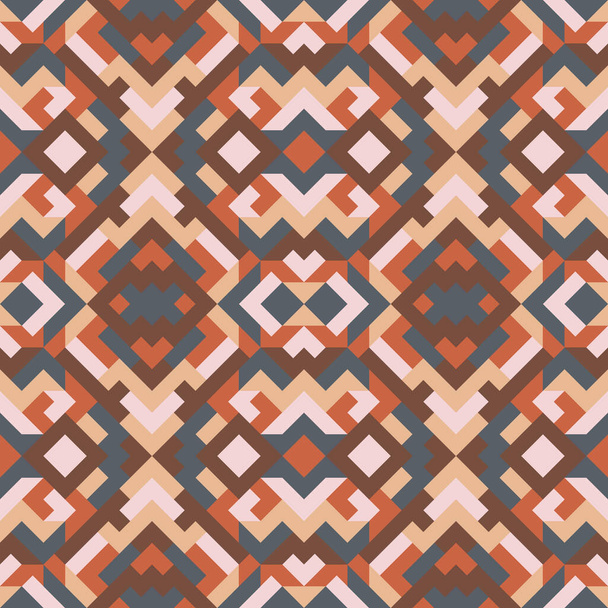 Abstract seamless multicolor pattern. Vector geometric background of triangles in blue and red colors. Mosaic texture for textile, clown, carpeting, warp, book cover, clothes - Vector, Image