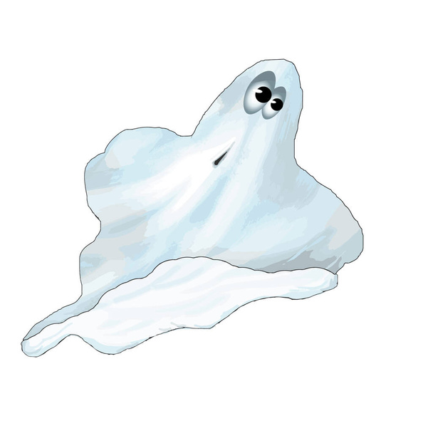 Fantôme isolé sur fond blanc. Croquis dessiné à la main d'un fantôme blanc effrayant. Joyeux Halloween. Mignon personnage fantôme fantôme de dessin animé effrayant. Fantôme d'aquarelle drôle. Petit fantôme volant. Illustration vectorielle de stock - Vecteur, image