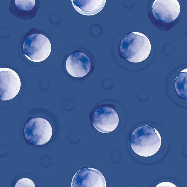 Διάνυσμα ζωγραφισμένο ουρανό, φεγγάρια μπλε αδιάλειπτη μοτίβο - Διάνυσμα, εικόνα