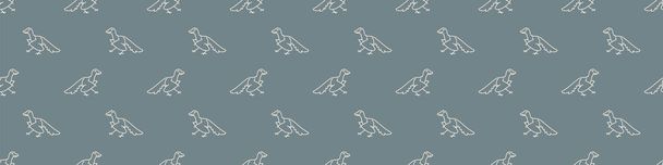 Seamless background archaeopteryx dinosaur gender neutral baby border pattern. Simple whimsical minimal earthy 2 tone color. Kids nursery decor edging fashion ribbon trim. - Vector, Image