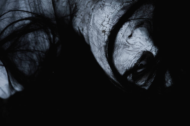 Close up face of Horror woman ghost creepy, halloween day concept - Valokuva, kuva