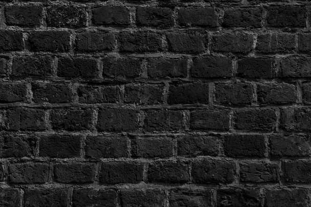 Background of black brick wall for design interior and various backdrops - Φωτογραφία, εικόνα