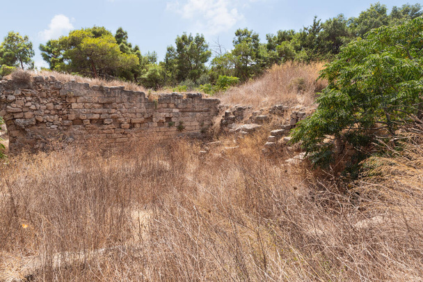 Απομεινάρια από τα παλιά ερείπια του φρουρίου Κάφαρλετ. Ήταν ιδιοκτησία των Λόρδων της Καισάρειας, στη συνέχεια έγινε ιδιοκτησία των νοσοκομείων. Συνελήφθη από τον Μπέιμπαρ το 1291. Κοντά στην πόλη Άτλιτ στο βόρειο Ισραήλ - Φωτογραφία, εικόνα