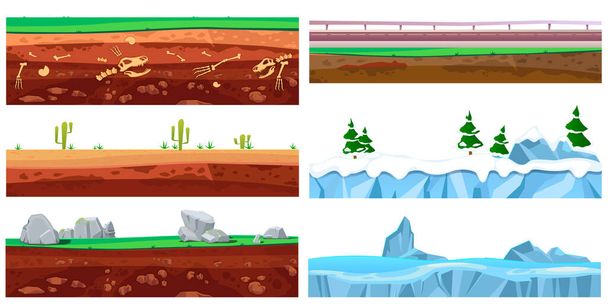 Cartoon seamless landscape. Grounds layers texture - Vector, Image