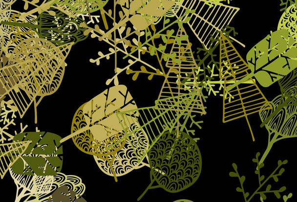 Dark Green, Yellow vector doodle layout with trees, branches. Creative illustration in abstract style with trees. A new texture for your wallpaper design. - Vektor, obrázek