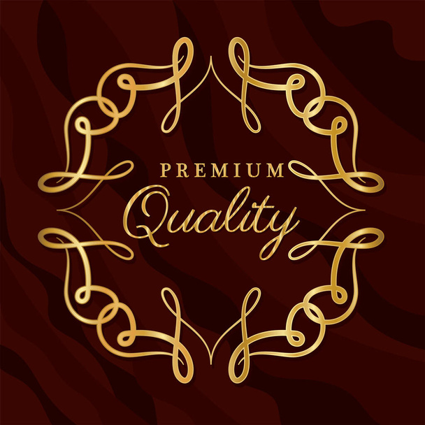 Premium quality with gold ornament frame vector design - Vector, Image