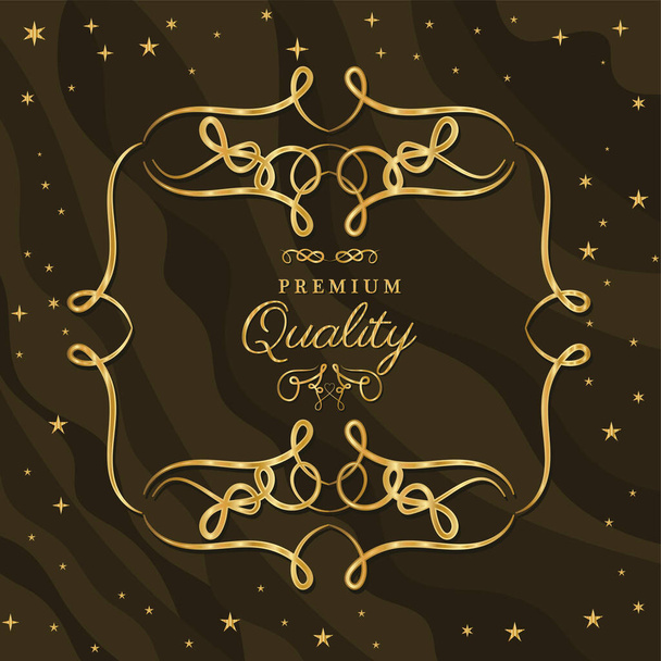 Premium quality with gold ornament frame and stars vector design - Vector, Image
