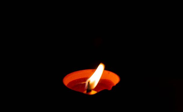 Diya light with black night background to celebrate the Indian festivals - Photo, Image