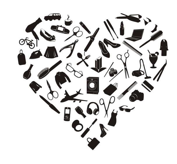 black heart made of small things women - Vector, Image