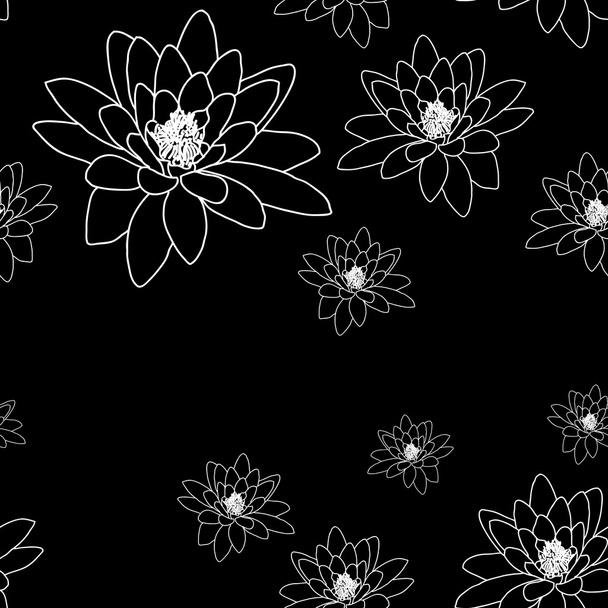 Black and white seamless pattern with magnolia flowers - Vektor, obrázek