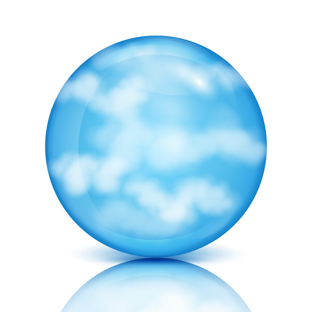 ガラスの bowl.vec の白い clouds.eco design.sky と青い球 - ベクター画像