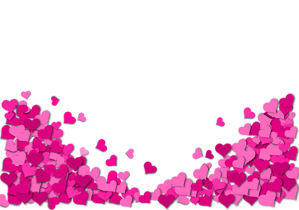 frame van roze hart op een witte achtergrond voor een Valentijnsdag - Foto, afbeelding
